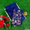 GEORGETTE FANCY SOFT SILK SAREES WITH BLOUSE MODERN FANCY ITEM SAREES - PEACKOK BLUE (6)