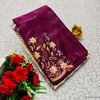 GEORGETTE FANCY SOFT SILK SAREES WITH BLOUSE MODERN FANCY ITEM SAREES - PURPLE COLOUR (2)