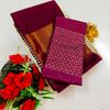 GEORGETTE FANCY SOFT SILK SAREES WITH BLOUSE MODERN FANCY ITEM SAREES - WINE COLOUR (8)