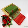 Dailywear cotton sarees premium look lightweight comfortable wear - OLIVE GREEN (5)