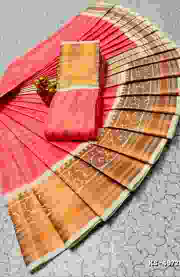FESTIVAL AND FUNCTION WEAR TRADITIONAL KIDS PATTU PAVADAI STONE WORK DESIGN  - PEACH COLOUR (1)