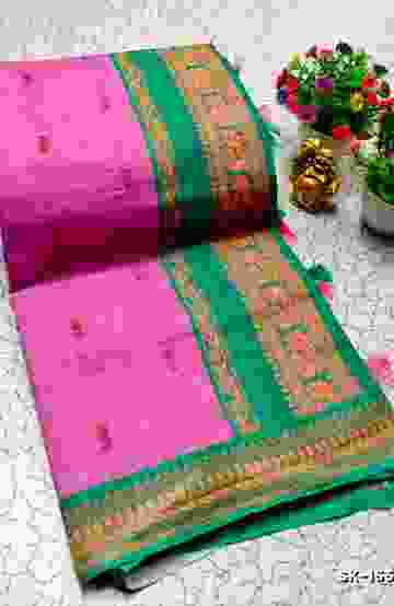 DIGITAL PRINTING KALIYANI LINEN COTTON SAREES - PINK