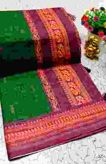 DIGITAL PRINTING KALIYANI LINEN COTTON SAREES - BULE