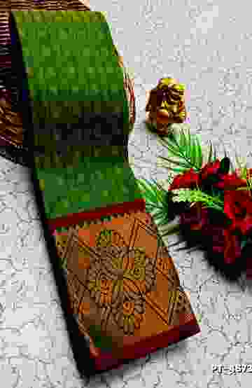 SOFT SILK FANCY BEST QUALITY POONTAMIL SOFT SILK SAREES - DARK GREEN (1)