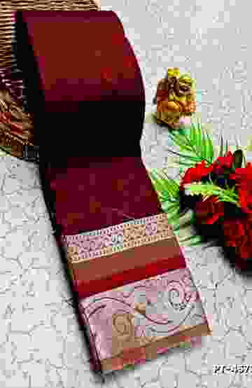 SOFT SILK FANCY BEST QUALITY POONTAMIL SOFT SILK SAREES - MERUN (1)