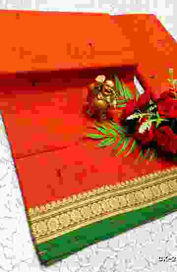PURE COTTON JARI BORDER SAREES SUMMER SPECIAL COLLECTION - ORANGE (1)