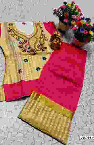TRENDY WEAR PATTU PAVADAI - LIGHT PINK