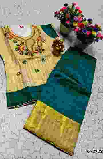 TRENDY WEAR PATTU PAVADAI - BOTTLE GREEN