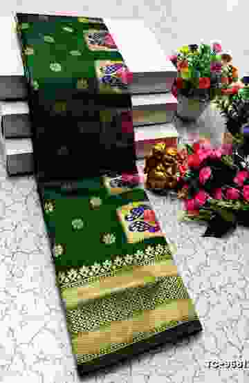 SOFT SILK FANCY BEST QUALITY SILK THENMATHI SAREES - DARK GREEN