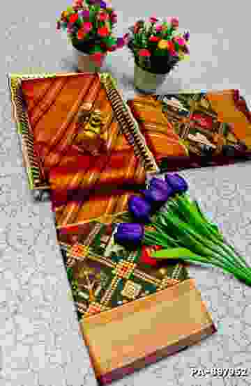 TRENDING KERALA SPECIAL FULL WORK EMBOSSED DIGITAL PRINTING TISSUE SAREE COLLECTIONS - WHITE (8)