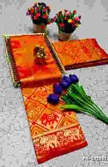 HANDLOOM KHADI COTTON SAREE WITH HAND PAINTED  WORK - LIGHT BLUE