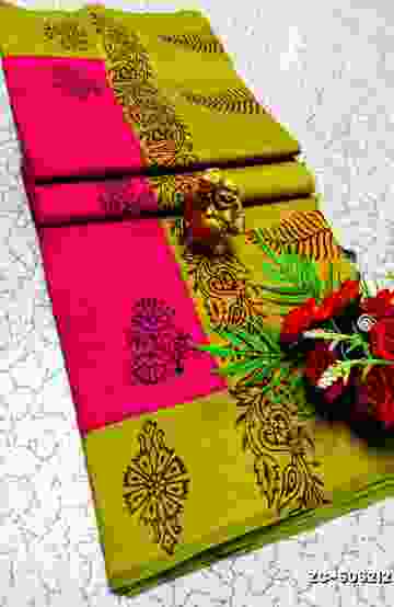 MODERN FANCY SOFT SILK SAREES WITH BUTTA DESIGN - LIGHT GREEN (3)