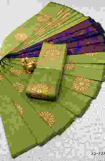 DIGITAL KUBERA PATTU VAIRA OOSI SOFTY SILK SAREES - OLIVE GREEN