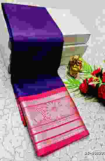 FANCY PLAIN COTTON  SOFT SILK SAREES - ORANGE N
