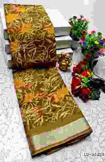 GEORGETTE  FANCY SOFT SILK SAREES - CREAM (1)