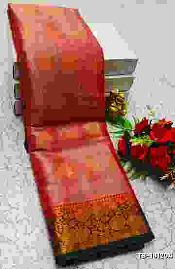 HANDLOOM KHADI COTTON SAREE WITH HAND PAINTED  WORK - MERUN