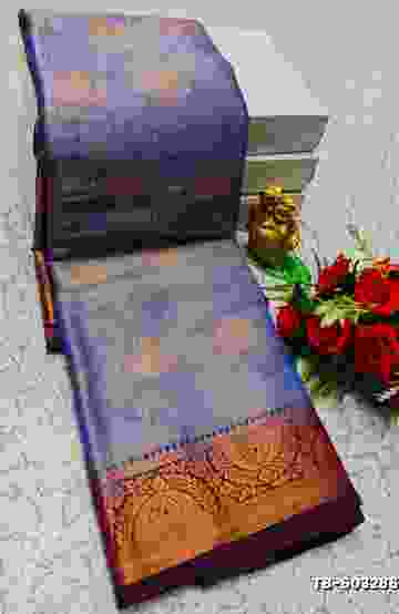 JYOTHIKA INSPIRED TRENDING  LINEN TISSUE TYPE  SILK SAREES WITH GREEN BORDER - GOLD