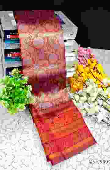 MODERN FANCY SOFT SILK SAREES WITH BUTTA DESIGN - LIGHT ORANGE (1)