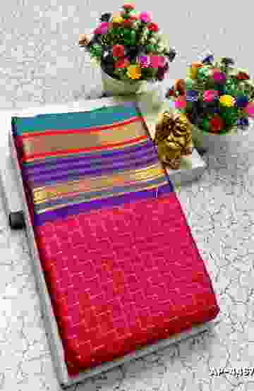 FANCY PLAIN COTTON  SOFT SILK SAREES - LIGHT ORANGE