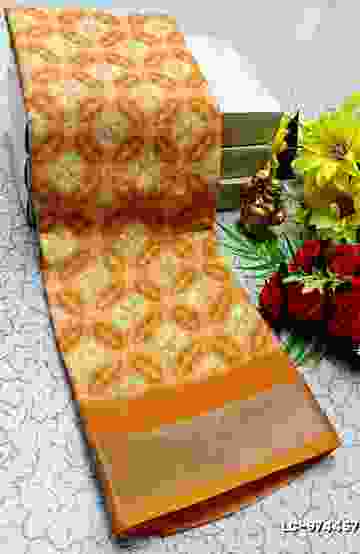 TRENDING KERALA SPECIAL FULL WORK EMBOSSED DIGITAL PRINTING TISSUE SAREE COLLECTIONS - LIGHT SANDLE (2)