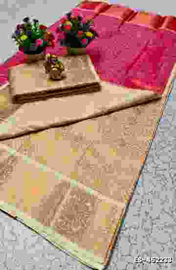 DEGITAL KARGIL PRINTED  COTTON TYPE SAREE - BABY PINK (2)
