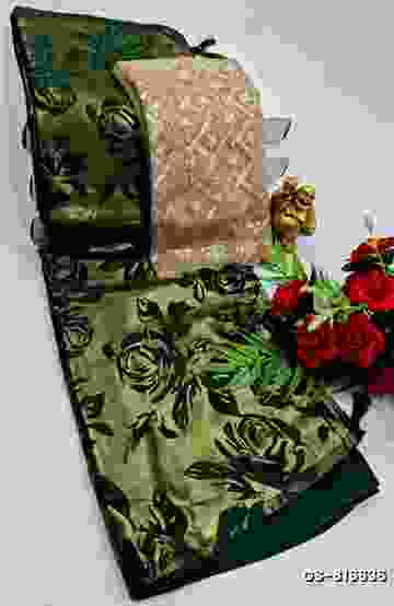 GEORGETTE  FANCY SOFT SILK SAREES - BOTTLE GREEN