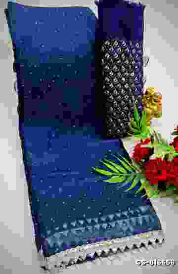 GEORGETTE  FANCY SOFT SILK SAREES - NORMAL  BLUE (1)