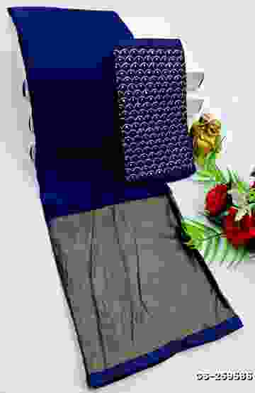 DESIGNER SOFT BANARASI SILK WITH KALAMKARI THEME  EXCLUSIVE MODEL WITH PURE ZARI  BORDER - BLUE COLOUR