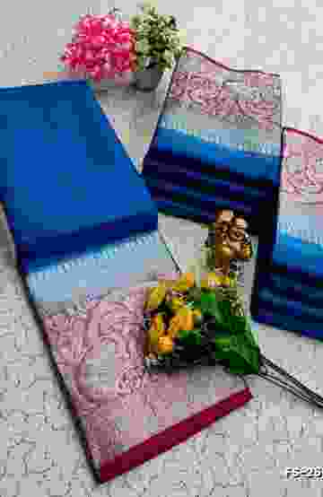 FANCY SILVAR ZARI PLAIN  SOFT SILK SAREES - NORMAL  BLUE