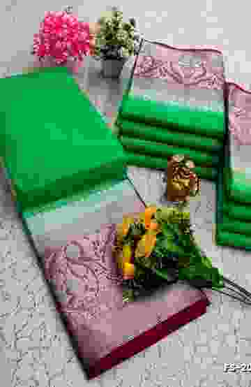 FANCY BANARASI POCHAMPALLY COTTON SAREES - GREEN (4)