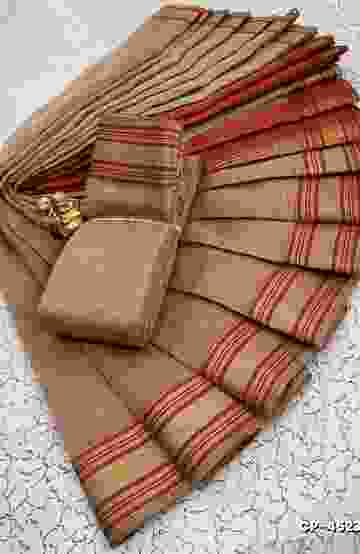 HANDLOOM KHADI COTTON SAREE WITH HAND PAINTED WORK - PURPLE COLOUR