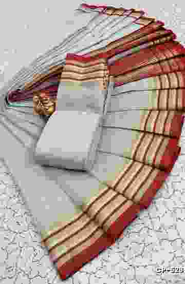 TRENDING KERALA SPECIAL FULL WORK EMBOSSED DIGITAL PRINTING TISSUE SAREE COLLECTIONS - IVORY COLOUR (2)