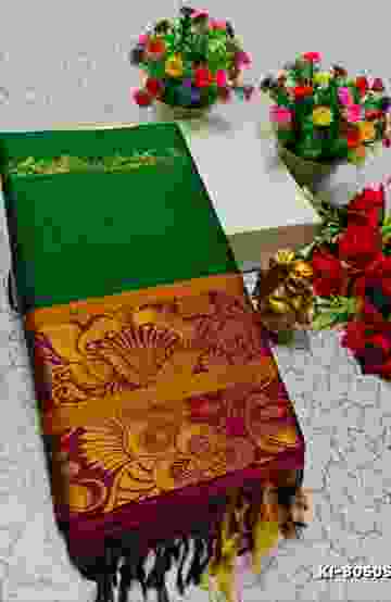 KALYANI SILK TYPE SAREES - GREEN COLOUR