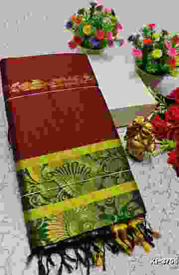 TRENDING KERALA SPECIAL FULL WORK EMBOSSED DIGITAL PRINTING TISSUE SAREE COLLECTIONS - WHITE (48)