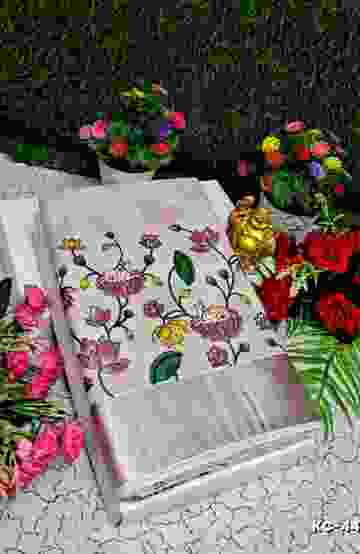 TRENDING KERALA SPECIAL FULL WORK EMBOSSED DIGITAL PRINTING TISSUE SAREE COLLECTIONS - WHITE (34)