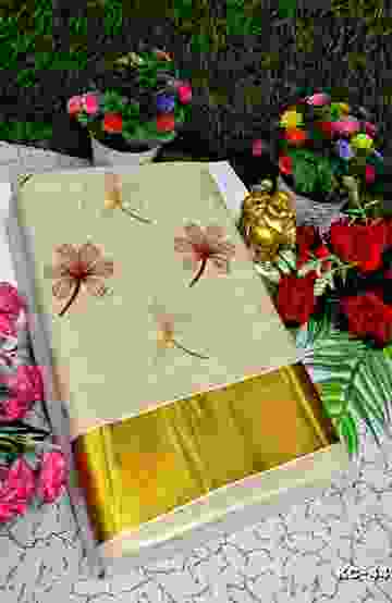 TRENDING KERALA SPECIAL FULL WORK EMBOSSED DIGITAL PRINTING TISSUE SAREE COLLECTIONS - GOLD (3)