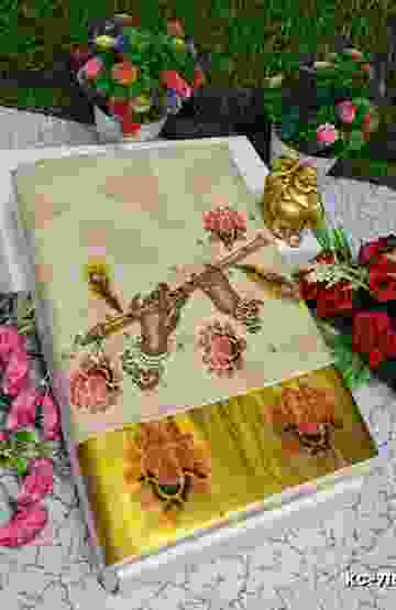 DEGITAL KARGIL PRINTED  COTTON TYPE SAREE - CREAM (1)