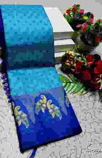 DEGITAL KARGIL PRINTED  COTTON TYPE SAREE - BLUE COLOUR (3)