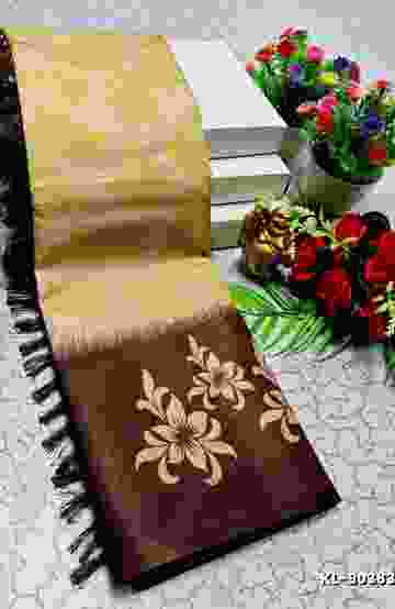 DEGITAL KARGIL PRINTED  COTTON TYPE SAREE - CREAM (1)