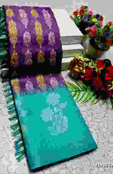 DEGITAL KARGIL PRINTED  COTTON TYPE SAREE - - BRINJAL COLOUR