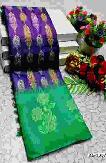 DEGITAL KARGIL PRINTED  COTTON TYPE SAREE - - INDIGO COLOUR