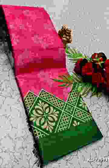 DEGITAL KARGIL PRINTED  COTTON TYPE SAREE - DARK PINK (5)