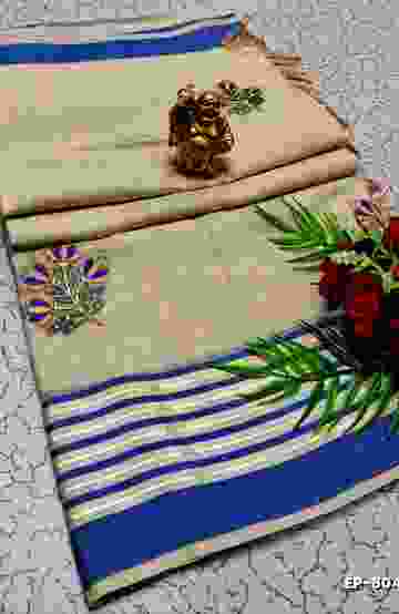 DIGITAL EMBROIDERY PRINTING COTTON SAREES - CREAM (10)