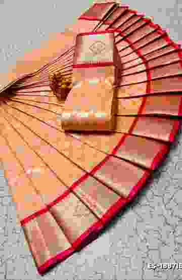 FANCY PLAIN COTTON  SOFT SILK SAREES - LIGHT ORANGE