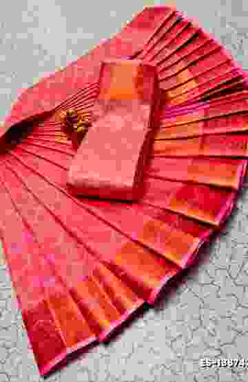 TRENDING KERALA SPECIAL FULL WORK EMBOSSED DIGITAL PRINTING TISSUE SAREE COLLECTIONS - PEACH COLOUR (4)