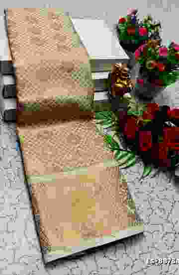 TRENDING KERALA SPECIAL FULL WORK EMBOSSED DIGITAL PRINTING TISSUE SAREE COLLECTIONS - BEIGE COLOUR (22)