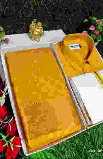 COUPLE COMBO MATCHING AND MATCHING TRADITIONAL SET MATCHING COMBO FOR FESTIVAL SEASONS - YELLOW COLOR