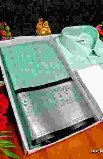 COUPLE COMBO MATCHING AND MATCHING TRADITIONAL SET MATCHING COMBO FOR FESTIVAL SEASONS - TURQUOISE GREEN