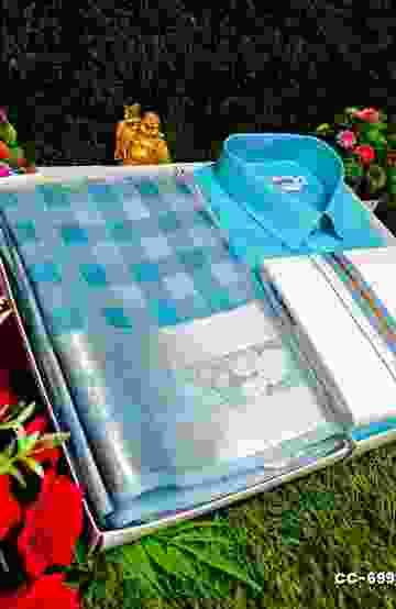 COUPLE COMBO MATCHING AND MATCHING TRADITIONAL SET MATCHING COMBO FOR FESTIVAL SEASONS - TUQUOISE
