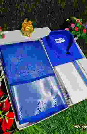 COUPLE COMBO MATCHING AND MATCHING TRADITIONAL SET MATCHING COMBO FOR FESTIVAL SEASONS - ROYAL BLUE